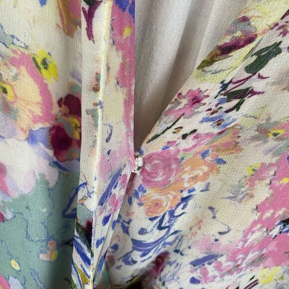 Rococo Sand NWT Pink Floral Sleeveless Mini Dress Side Tie with Tassels Small - Picture 7 of 9